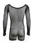 CandyMan 99955 Men's Underwear Patterned Fishnet Long Sleeve Bodysuit Color Black