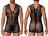 CandyMan 99956 Men's Underwear Sheer Textured Mesh Lace-Up Bodysuit Color Black