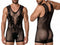 CandyMan 99958 Men's Underwear Sheer Patterned Bodysuit Color Black