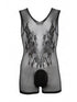 CandyMan 99958 Men's Underwear Sheer Patterned Bodysuit Color Black