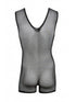 CandyMan 99958 Men's Underwear Sheer Patterned Bodysuit Color Black