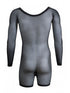 CandyMan 99959 Men's Underwear Bodysuit Alluring Sheer Long Sleeve Color Black