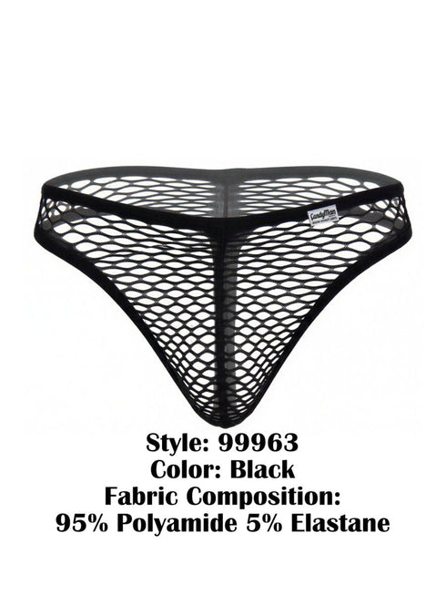 CandyMan 99963 Men's Underwear Fishnet Breathable Thong Color Black