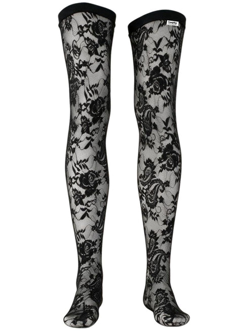 CandyMan 99968 Men's Underwear Seductive Lace Thigh Highs Color Black