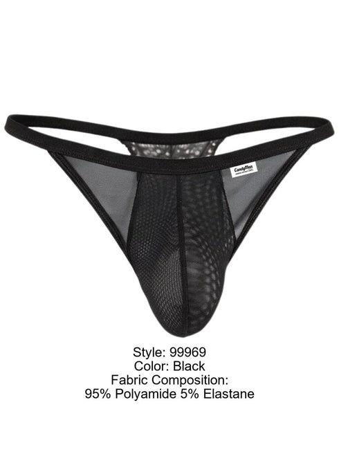 CandyMan 99969 Men's Underwear Mesh Lace Seductive Thongs Color Black