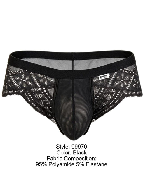 CandyMan 99970 Men's Underwear Seductive Mesh Lace Briefs Color Black
