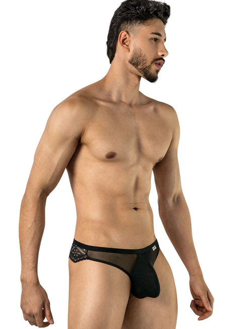 CandyMan 99971 Men's Underwear Seductive Mesh Lace Thongs Color Black