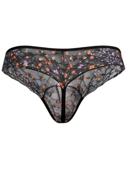 CandyMan 99975 Men's Underwear Printed Mesh Thongs Color Black