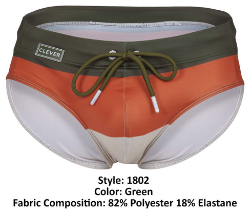 Clever 1802 Wave Swim Briefs Color Green
