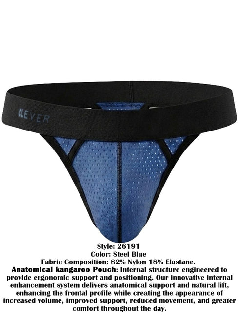 Clever Moda 26191 Men's Underwear Ulises Sleek Thongs Color Steel Blue