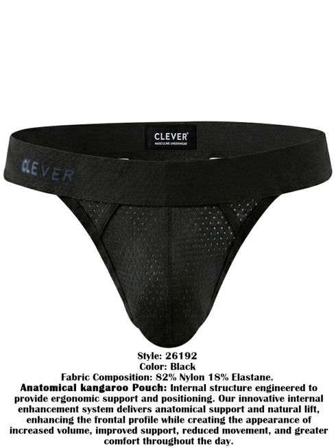 Clever Moda 26192 Men's Underwear Ulises Thongs Stylish Ergonomic Fit Color Black