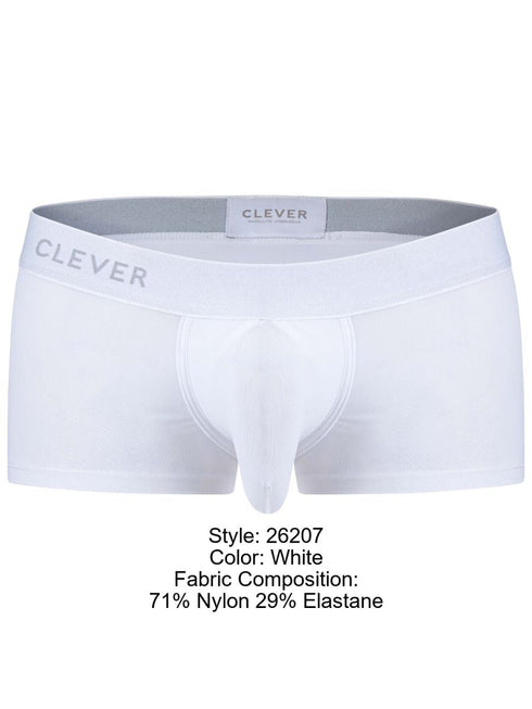 Clever 26207 Men's Underwear Mompox Trunks Sleek Ergonomic Fit Color White