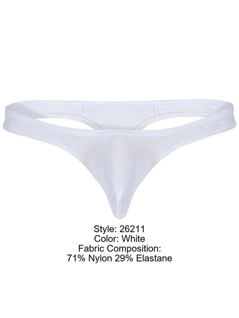 Clever 26211 Men's Underwear Murillo Thongs Sleek Minimalist Fit Color White