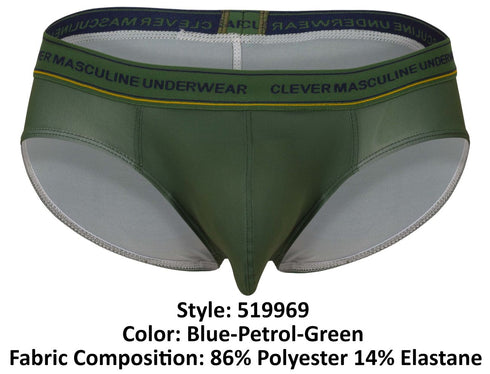 Clever 519969 3PK Australian Latin Briefs Color Blue-Petrol-Green