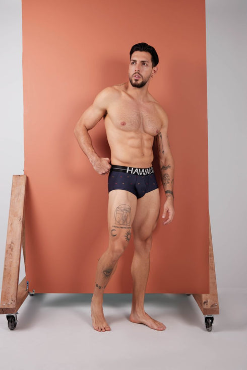 HAWAIR 42530 Printed Microfiber Briefs Color Blue