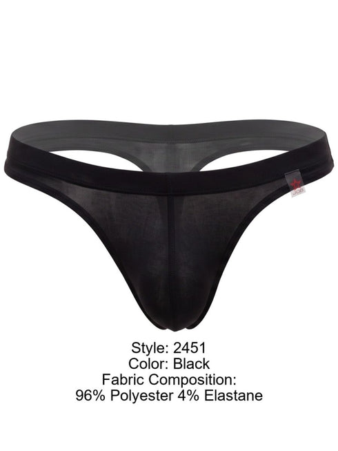 JOR 2451 Men's Underwear Invisible Sleek Thongs Color Black