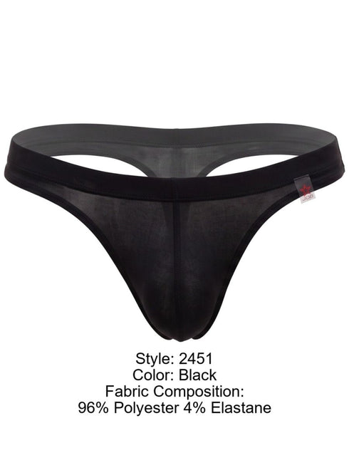 JOR 2451 Men's Underwear Invisible Sleek Thongs Color Black