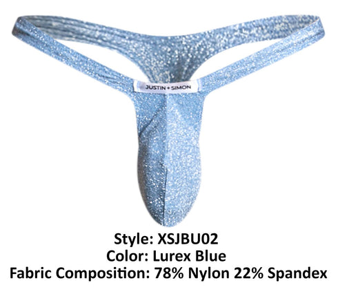 JUSTIN+SIMON XSJBU02 Bulge Thongs Color Lurex Blue