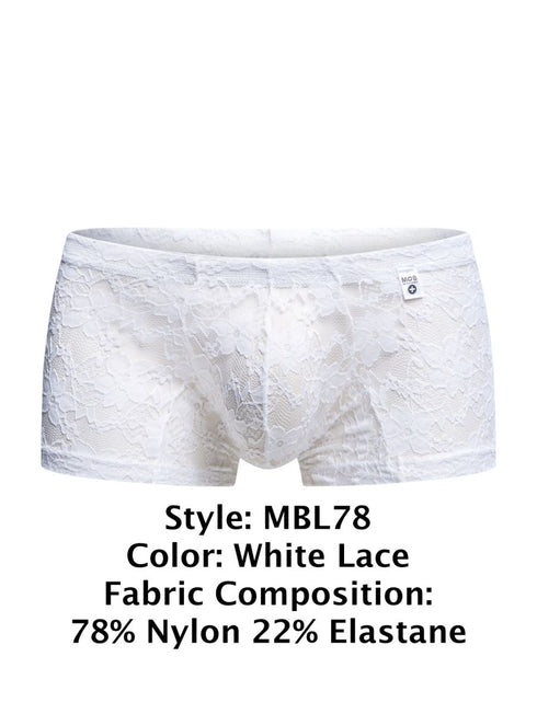 MaleBasics MBL78 Lace Trunks Color White Lace