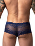 Male Power 127-280 Sassy Lace Mini Short Sheer Pouch Color Navy