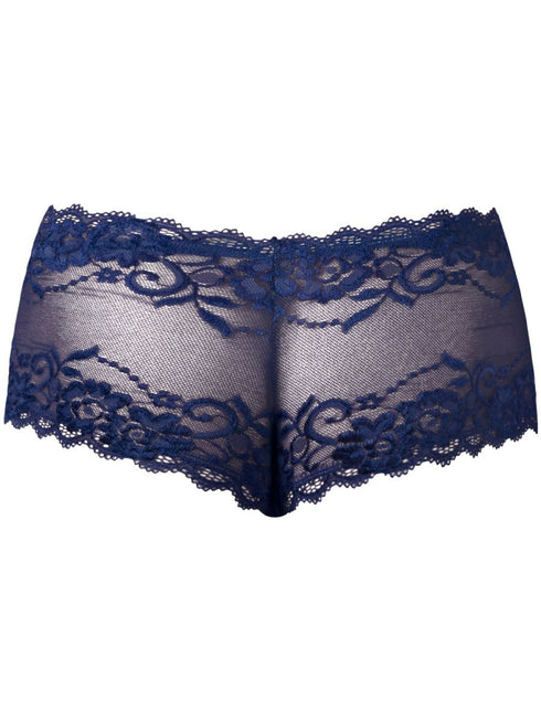 Male Power 127-280 Sassy Lace Mini Short Sheer Pouch Color Navy