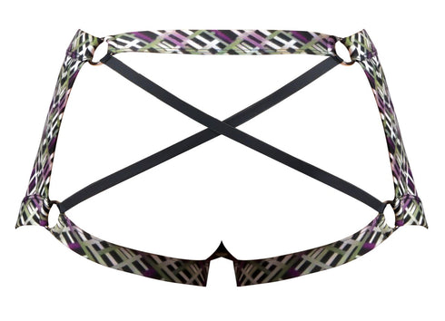 Male Power 148-303 Gridlocked Strappy Back Short Color Printed