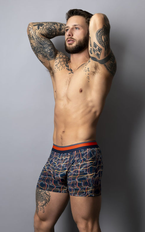 Male Power 160-299 Soo Cumfy Boxer Brief Color Navy-Orange