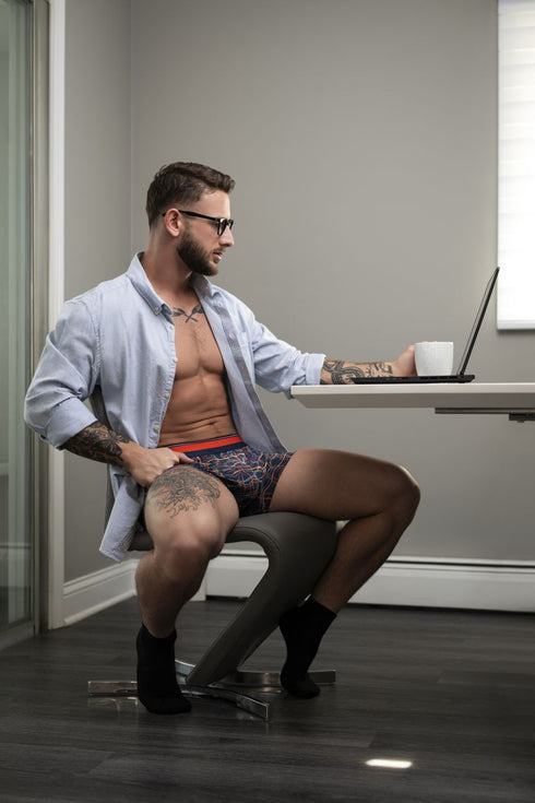 Male Power 160-299 Soo Cumfy Boxer Brief Color Navy-Orange