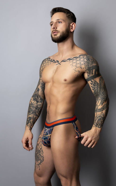 Male Power 349-299 Soo Cumfy Jock Color Navy-Orange