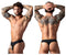 Male Power 417-304 Open Ended Thong Open Front Elastic Cock Ring Color Black