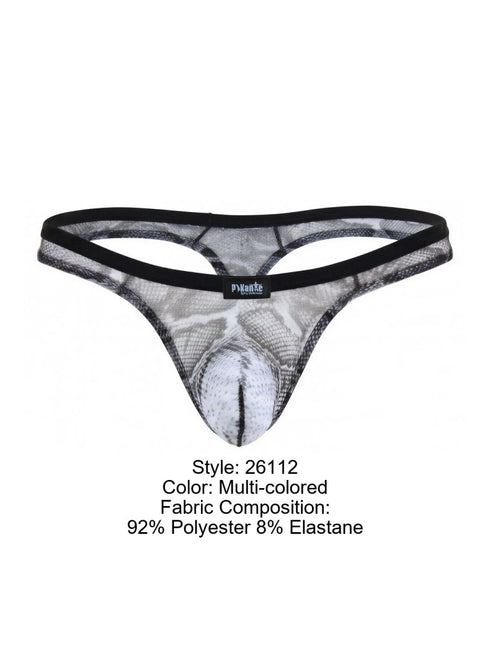 Pikante PIK 26112 Mens Underwear Piton Thongs Color Multi-colored