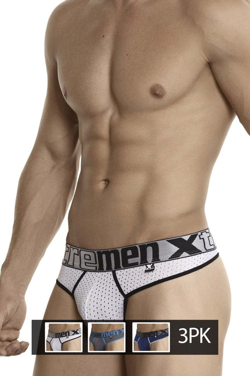 Xtremen 91036X-3 3PK Thongs Color White-Gray-Blue