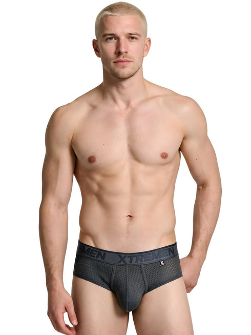 Xtremen 91250 Microfiber Mesh Briefs Color Gray