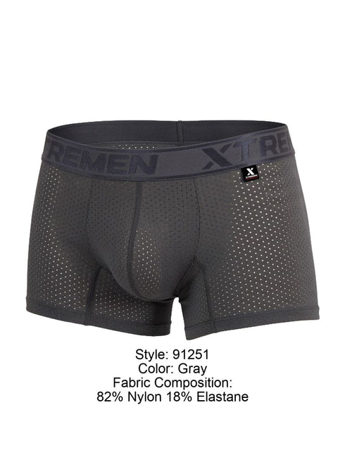 Xtremen 91251 Microfiber Mesh Boxer Briefs Color Gray