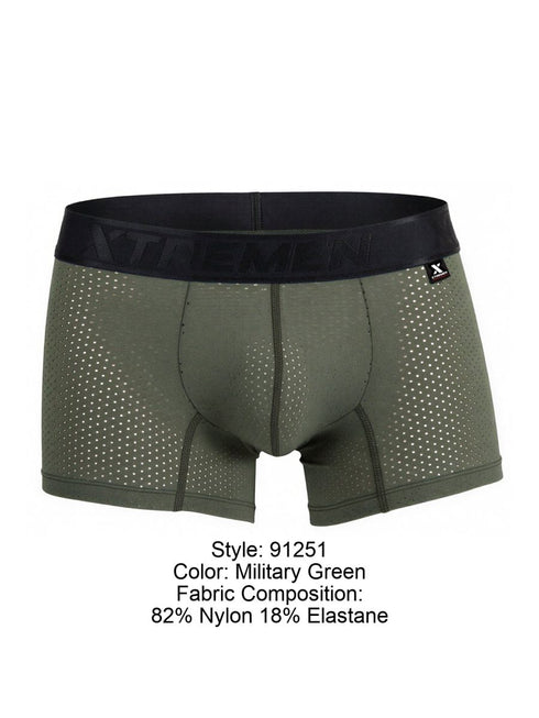 Xtremen 91251 Microfiber Mesh Boxer Briefs Color Military Green