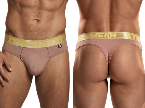 Xtremen 91253 Mens Underwear Microfiber Thongs Sleek and Supportive Color Khaki