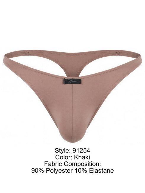 Xtremen 91254 Mens Underwear Sleek Microfiber Thongs Color Khaki
