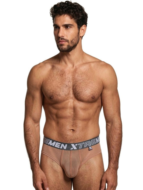 Xtremen 91262 Mens Underwear Sleek Microfiber Mesh Briefs Color Brown