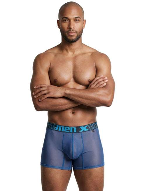 Xtremen 91277 Men's Underwear Microfiber Mesh Boxer Briefs Color Blue