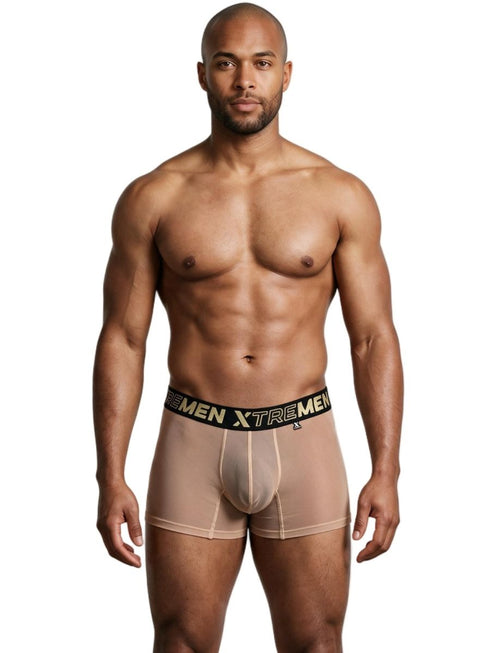 Xtremen 91277 Men's Underwear Microfiber Mesh Boxer Briefs Color Brown