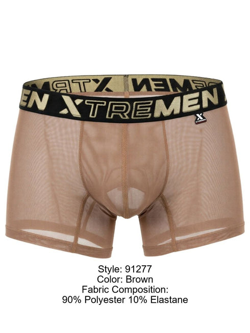 Xtremen 91277 Men's Underwear Microfiber Mesh Boxer Briefs Color Brown