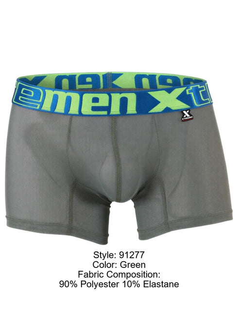 Xtremen 91277 Men's Underwear Microfiber Mesh Boxer Briefs Color Green