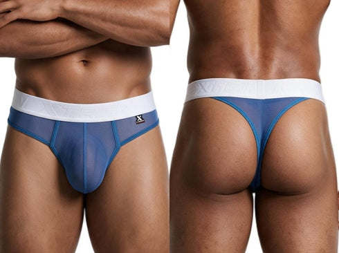 Xtremen 91278 Men's Underwear Breathable Microfiber Mesh Thongs Color Blue