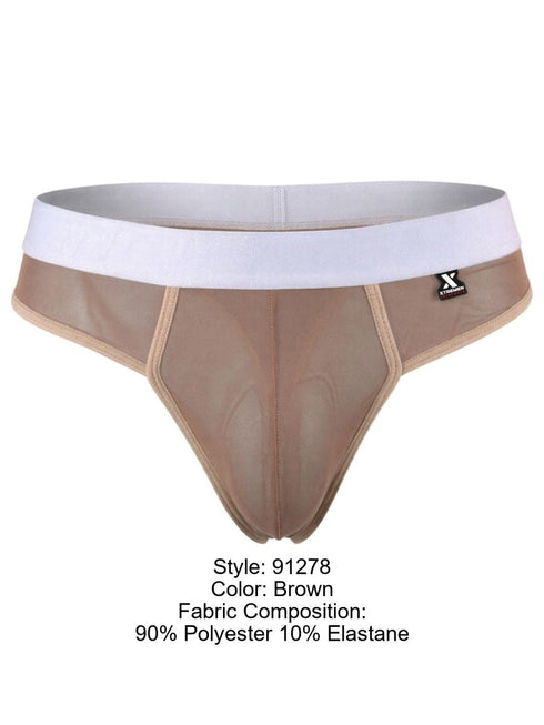 Xtremen 91278 Men's Underwear Breathable Microfiber Mesh Thongs Color Brown