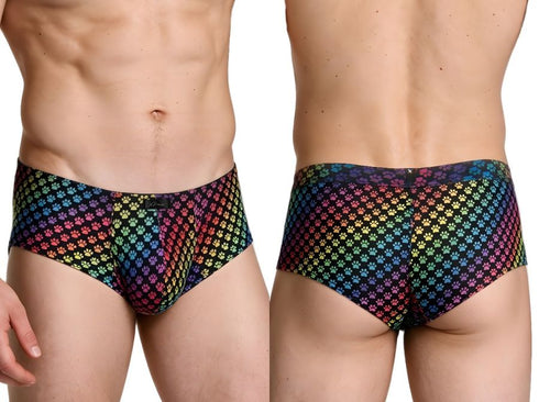 Xtremen 91283 Rainbow Printed Microfiber Briefs Color Paw print