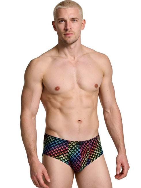 Xtremen 91283 Rainbow Printed Microfiber Briefs Color Paw print