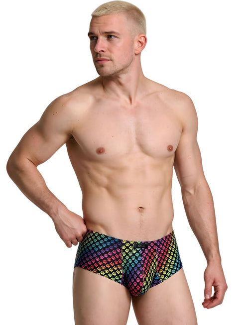 Xtremen 91283 Rainbow Printed Microfiber Briefs Color Paw print