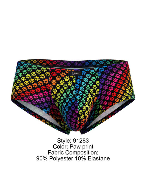 Xtremen 91283 Rainbow Printed Microfiber Briefs Color Paw print