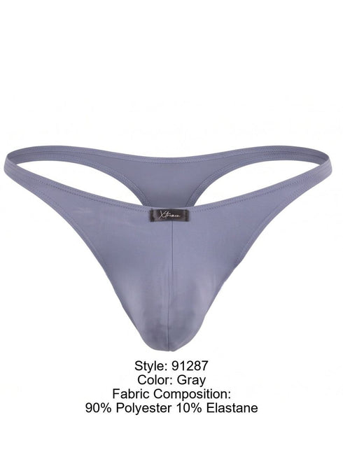 Xtremen 91287 Men's Underwear Microfiber Thongs Sleek Minimalist Style Color Gray
