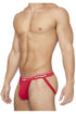 Papi 705910-999 3PK 1X1 Rib Jockstrap Color Black-Red-Turquoise